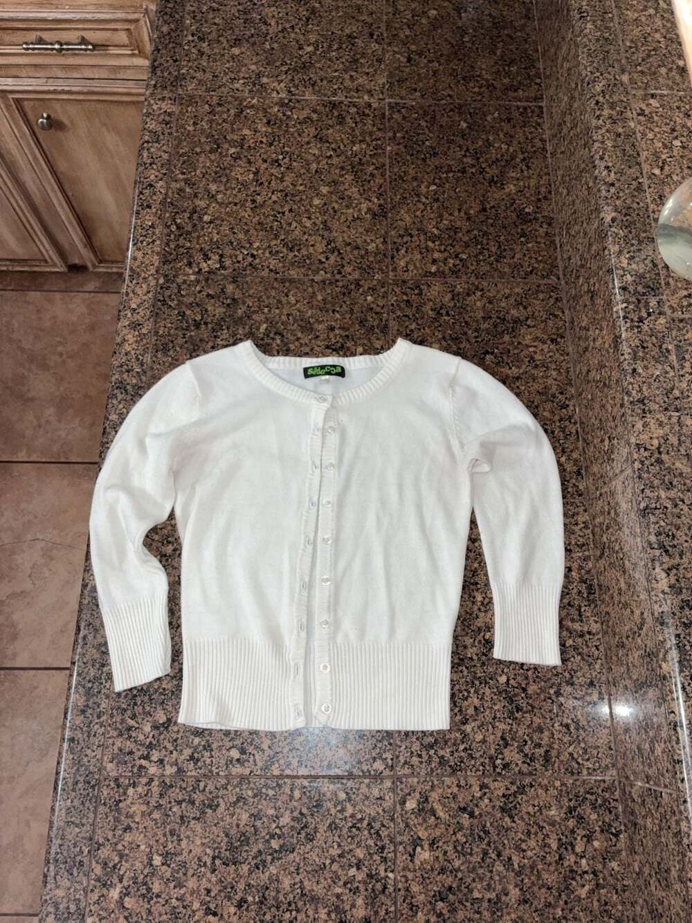 Sidecca White Button-Up Cardigan Sweater Size S
